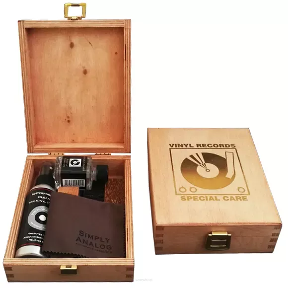 Simply Analog Wooden Cleaning Boxset (Drewniany) - Zestaw do Czyszczenia Gramofonu i Płyt Winylowych
