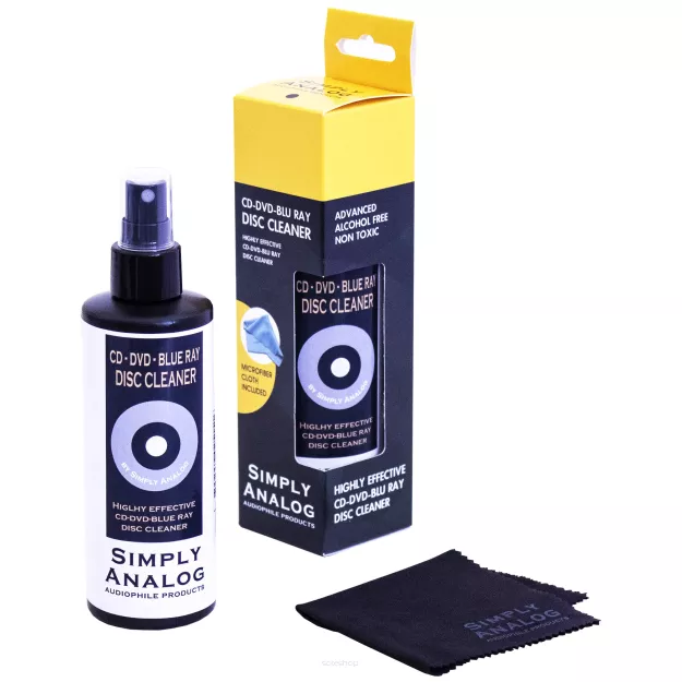Simply Analog CD DVD Bluray Cleaner (200ml) - Płyn do Czyszczenia Płyt CD, DVD i Blu-ray (W Zestawie Mikrofibra)
