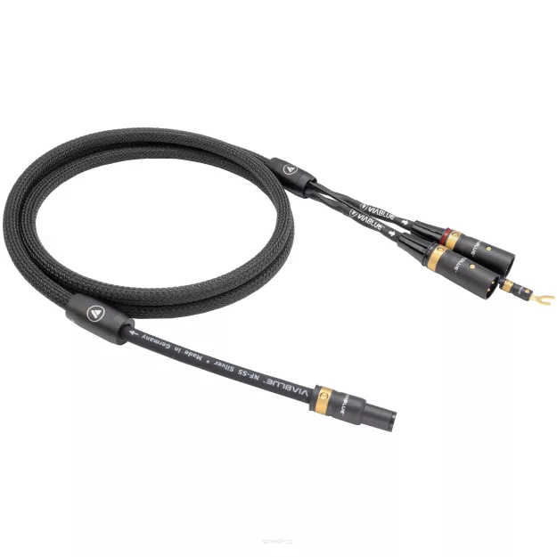 VIABLUE NF-S5 T8 5PIN DIN SME / XLR (Black) - 1.5m - Przewód Gramofonowy (5PIN DIN SME - 2XLR z żyłą uziemiającą)