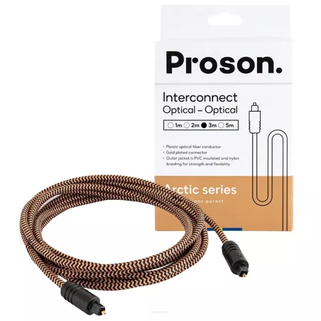 PROSON Arctic Optical Cable - 3.0m - (AROPT3) - Przewód optyczny (Toslink)