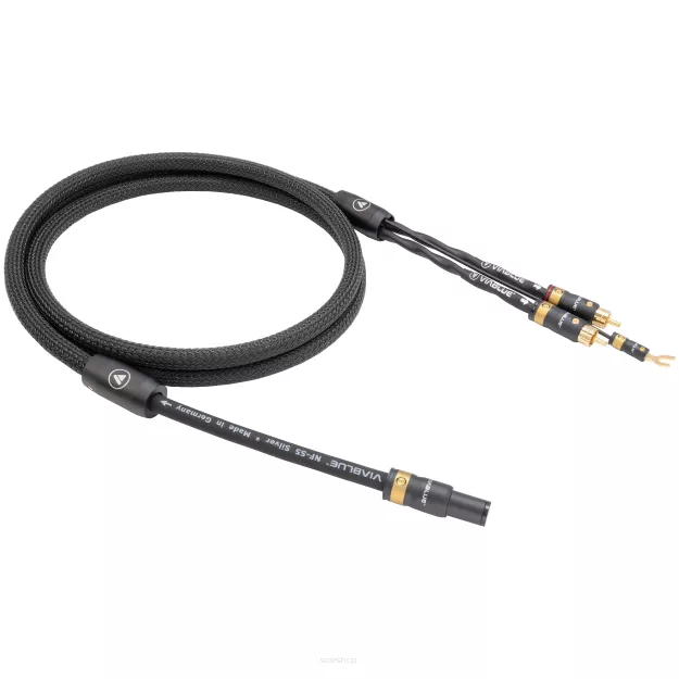 VIABLUE NF-S5 T8 5PIN DIN SME / RCA (Black) - 2.0m - Przewód Gramofonowy (5PIN DIN SME - 2RCA z żyłą uziemiającą)