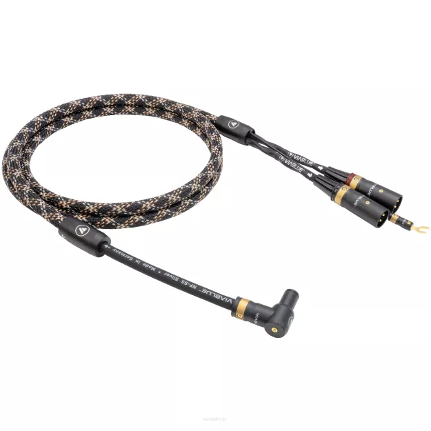 VIABLUE NF-S5 T8 5PIN DIN SME 90 DOWN / XLR (Cobra) - 2.0m - Przewód Gramofonowy (Kątowy 5PIN DIN SME skierowany do dołu - 2XLR z żyłą uziemiającą)