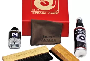 Simply Analog Deluxe Cleaning Boxset (Skórzany) - Zestaw do Czyszczenia Gramofonu i Płyt Winylowych (Czerwony)