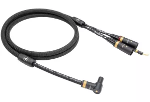 VIABLUE NF-S5 T8 5PIN DIN SME 90 UP / XLR (Black) - 1.0m - Przewód Gramofonowy (Kątowy 5PIN DIN SME skierowany do góry - 2XLR z żyłą uziemiającą)